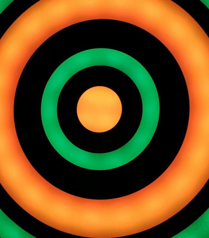 Abstract digital eye health visualization with neon elements